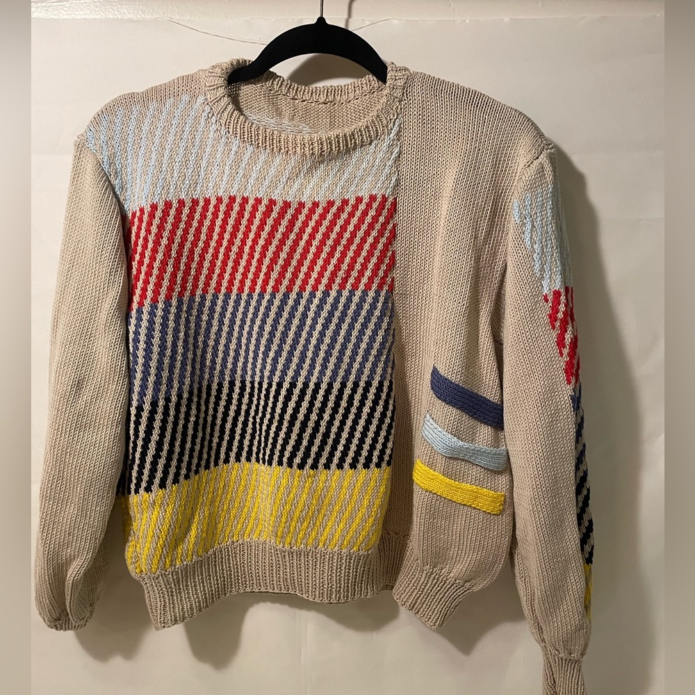 Hand knit asymmetrical funky sweater
